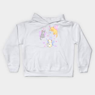 fairy kitties (pink/purple/blue) Kids Hoodie